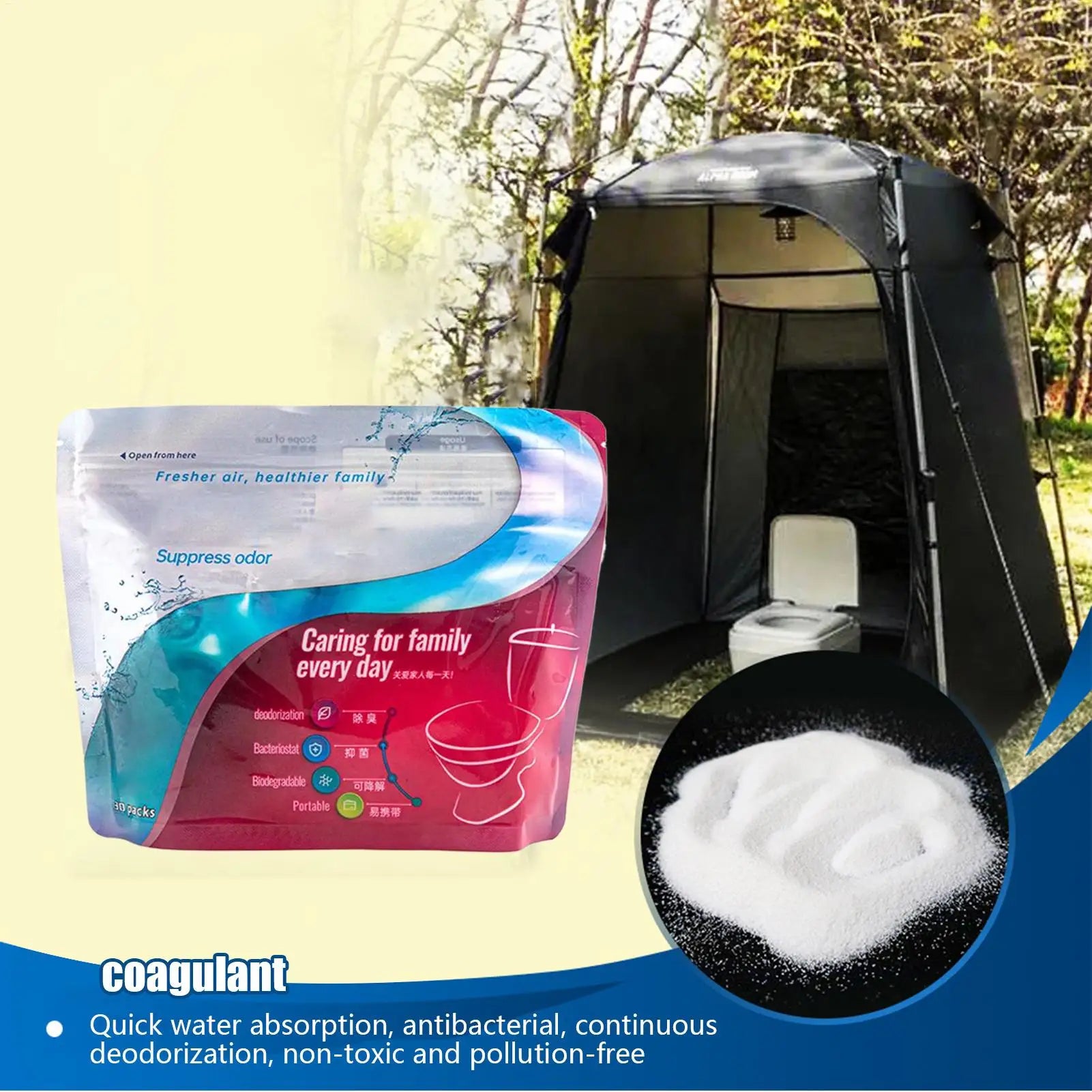 Portable Toilet Powder Eco Absorbent Gel Camping Liquid Waste Gelling