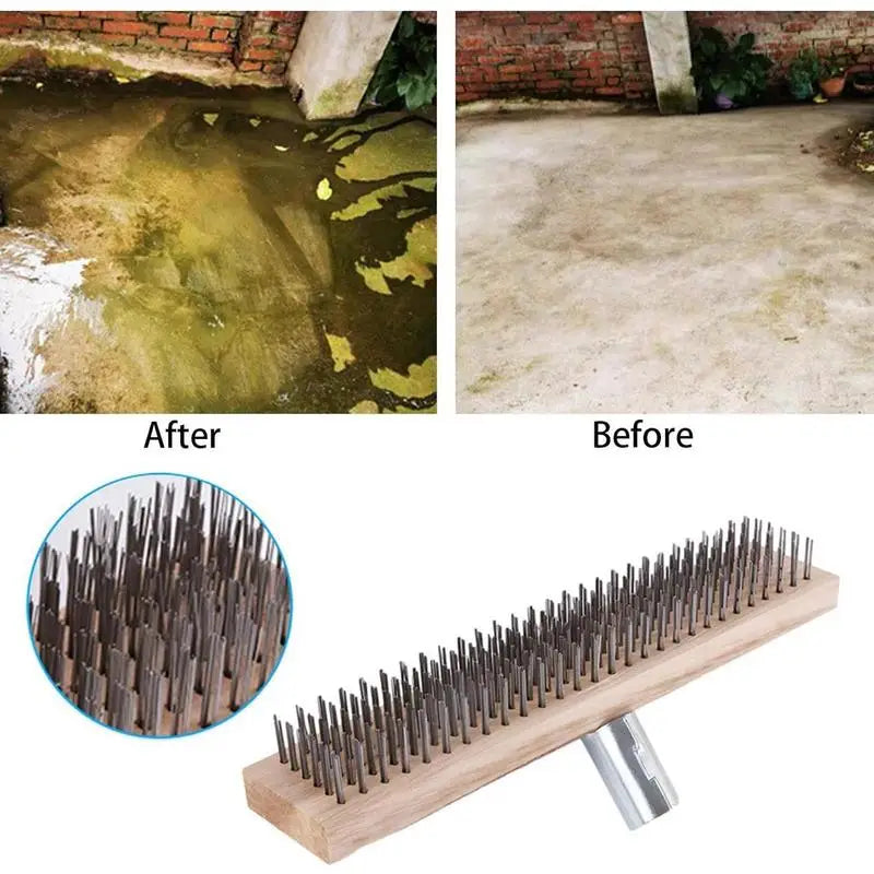 Heavy-Duty Wire Broom Stiff Bristle Broom Garden Broom For Patio Stone Concrete Garden Moss Cleaner outdoor cleaning Tools Zpaxo