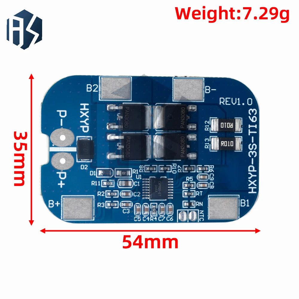 3S 14A 12.6V BMS Lithium Battery Protection Board Overcharge Overdischarge Short-Circuit Protection for 18650 Battery Packs Zpaxo