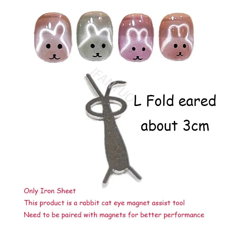 Rabbit Shaped Cat Eye Magnet Flexible Iron Wire Creating Heart Effect Zpaxo L folded ear rabbit