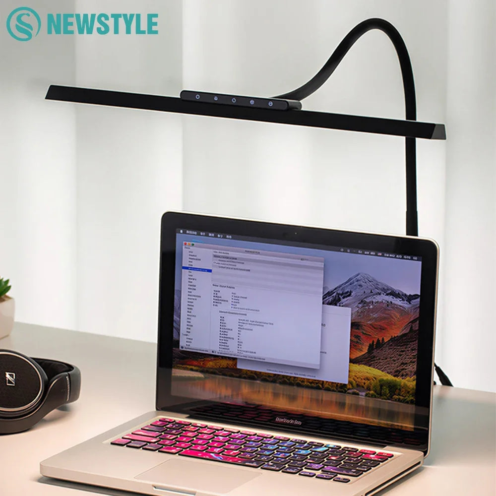 LED Full-Spectrum Eye-caring Desk Lamp with Flexible Gooseneck Stepless Dimming Flicker-Free Touch Control Desk Lamp for Home Zpaxo