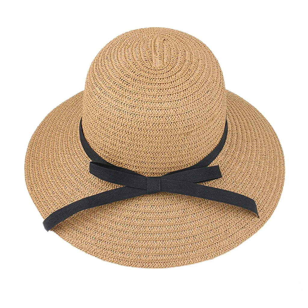 Women's UPF 50+ Foldable Straw Hat Wide Brim Sun Protection Beach