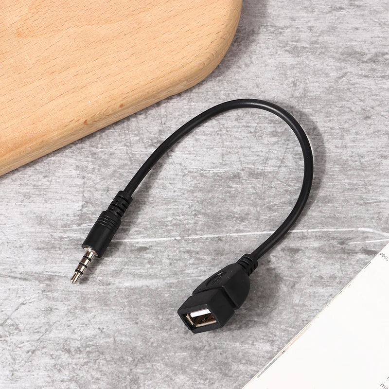 Black Car AUX Audio Cable USB Electronics Play Music Headphone