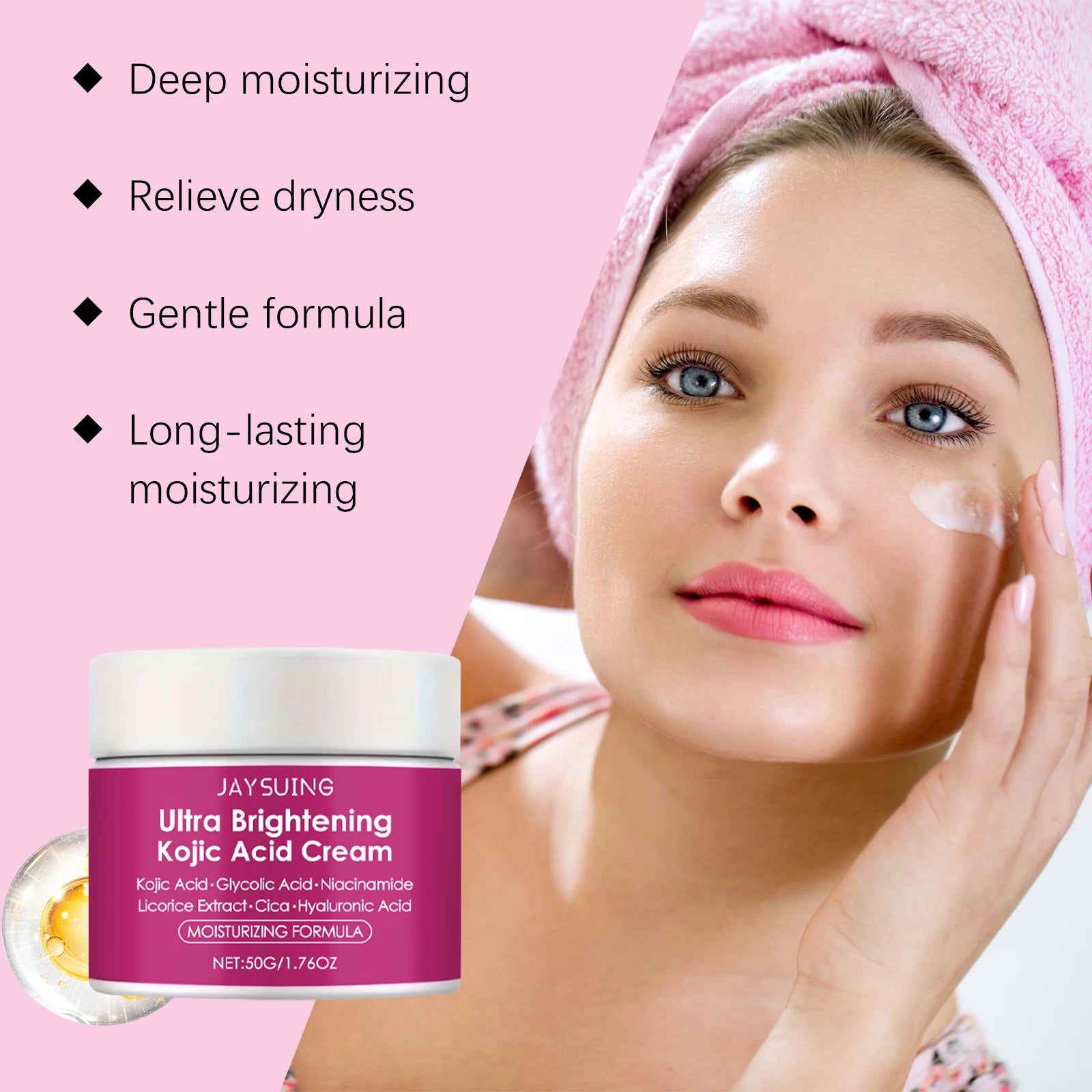 Kojic Acid Moisturizer 50g Brightening Cream Hydration Barrier Repair Face Cream for Dry Skin Winter Skincare Holiday Gift Set Zpaxo
