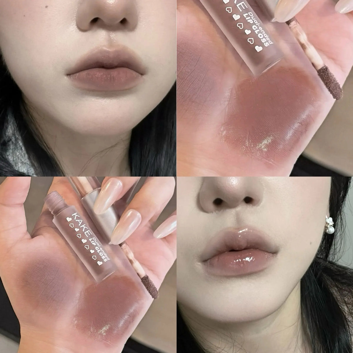2-in-1 Liquid Lipstick Matte Lip Clay High-shine Gloss Ash Brown Pen Zpaxo 02