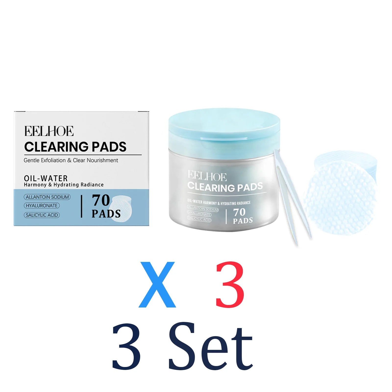 70 Pads Salicylic Acid Facial Toner Pads Hydrating Gentle Exfoliating Pad for Daily Use Deep Moisturizing Smoothing Skin Texture Zpaxo 3 Set
