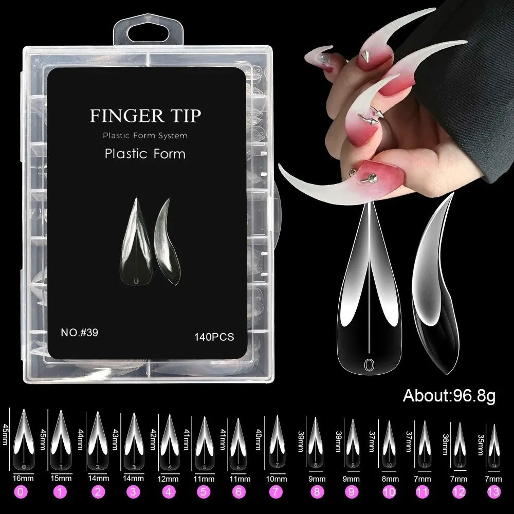 70 140 Gel Dual Nail Forms Transparent 14 Molds Reusable Poly Zpaxo