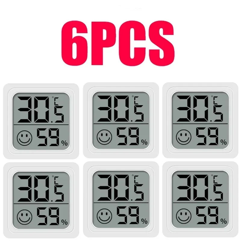 1/3/4/6PCS Mini LCD Digital Thermometer Hygrometer Indoor Room Temperature Humidity Meter Sensor Gauge Weather Station Set Zpaxo 6PCS-White