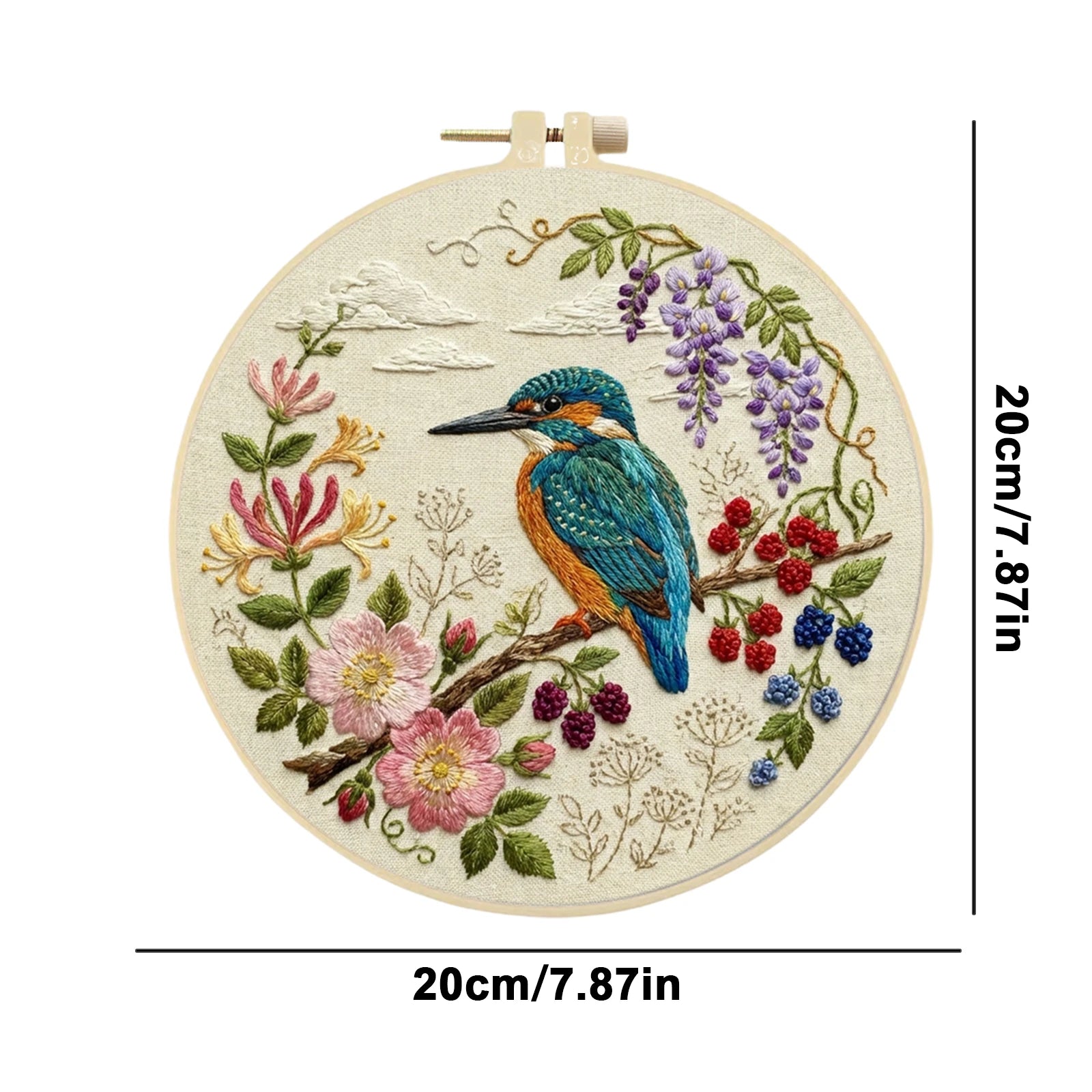 DIY Stamped Embroidery Hoop Birds Flowers Starter 30x30cm Beginners Zpaxo A