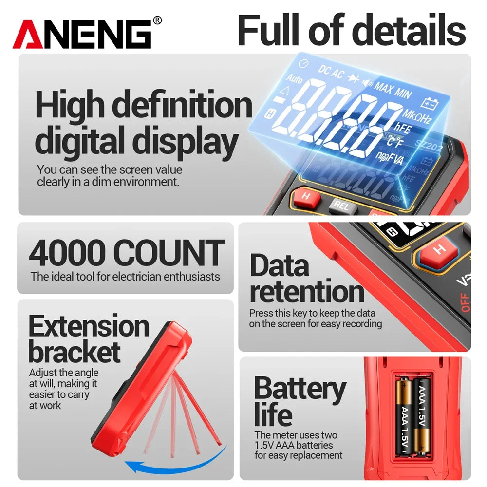 ANENG SZ202 Digital Multimeters Voltage Tester 10A Current Meter