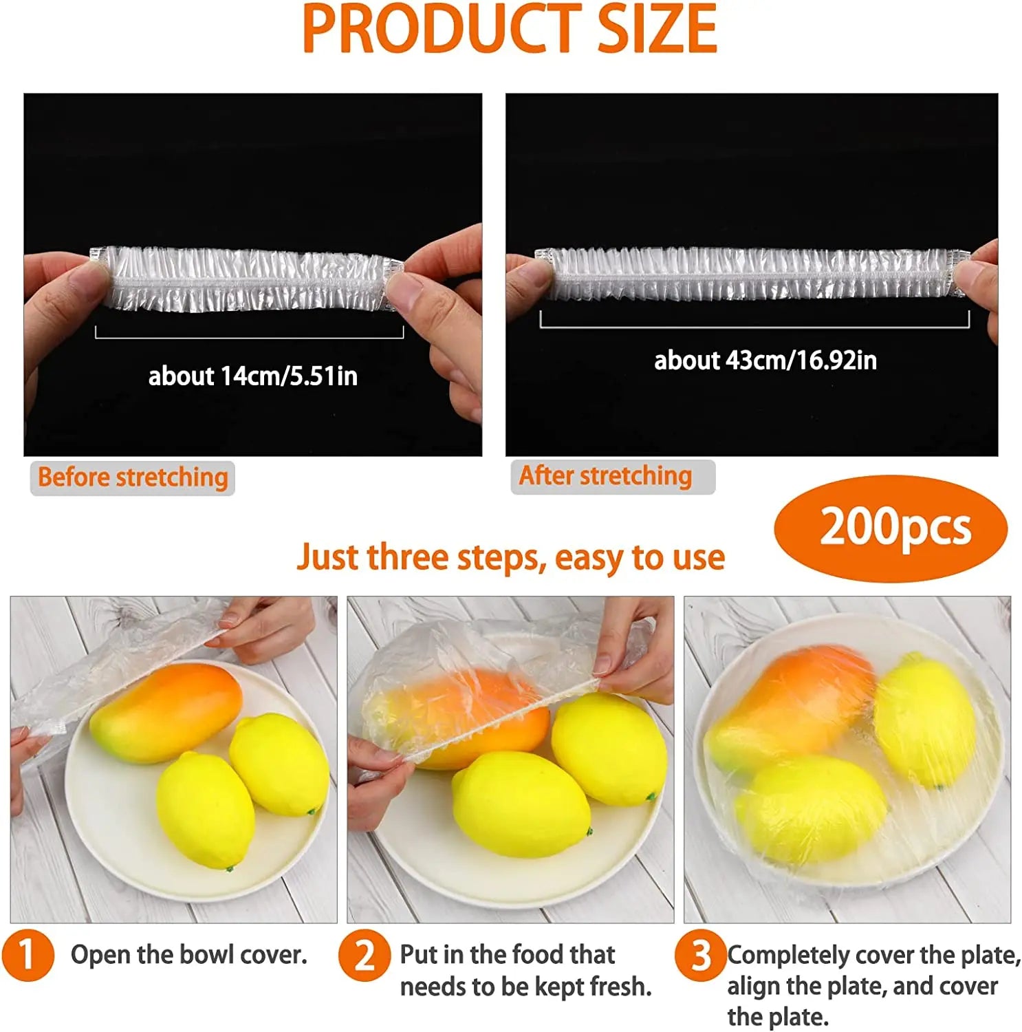 100/300pcs Disposable Fresh-keeping Film Cover No Odor Household Food Grade Fresh-keeping Bowl Cover PE Fresh-keeping Film Zpaxo
