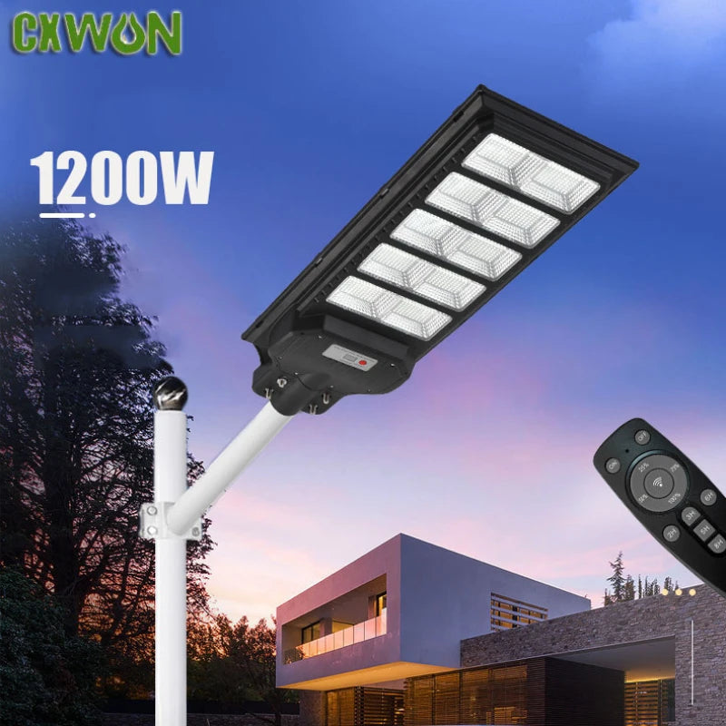Solar Street Lights 1000W 1200W Outdoor Lamp Waterproof Remote Zpaxo