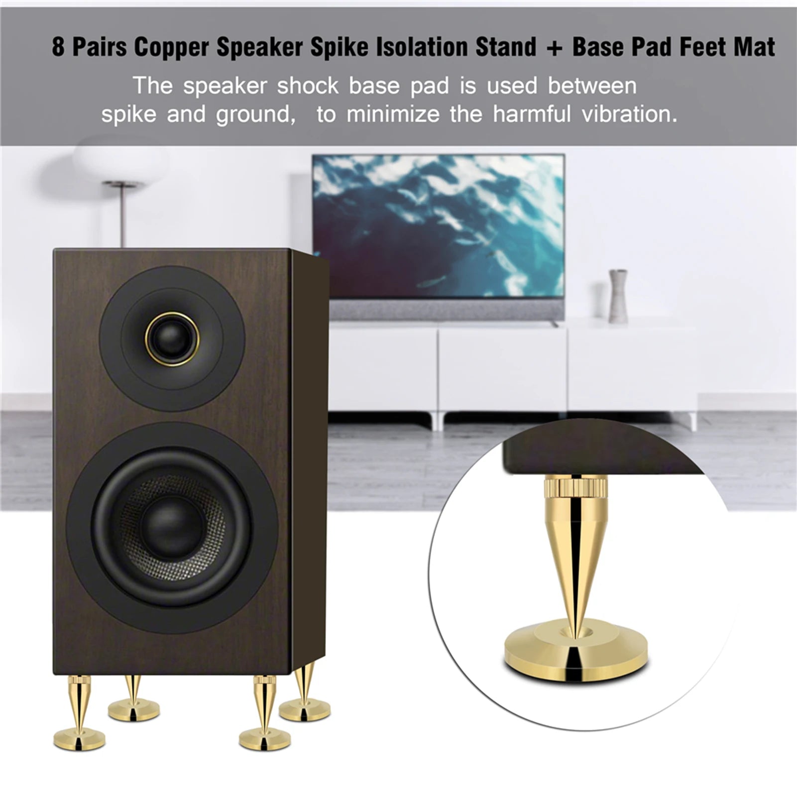 8 Pairs 6 X Copper Speaker Spike Isolation Stand Base Pad Feet Mat