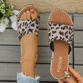 Women Slippers 2025 New Fashion Outdoor Slippers Leopard Pattern Toe Post Shoes Women Beach Lightweight Sandals Slides Women Zpaxo gray leopard print 41