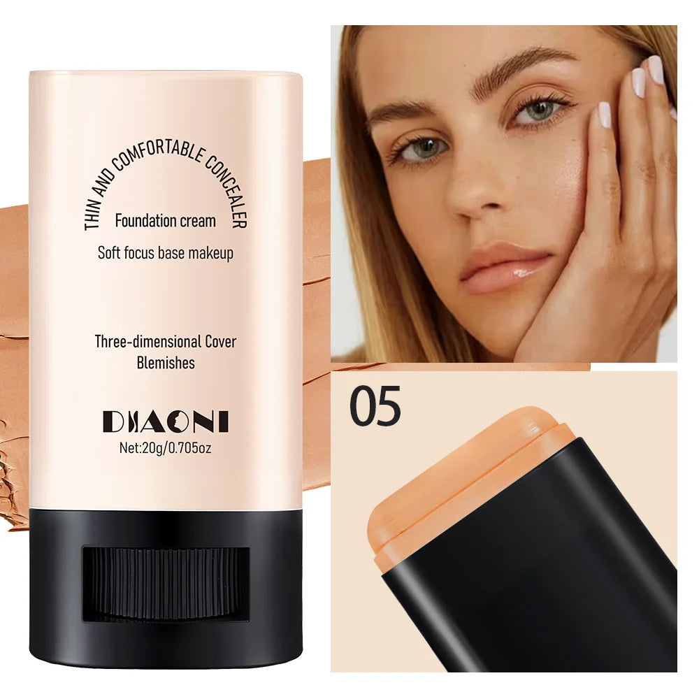 Lazy Foundation Stick, Natural, Hydrated and Refreshing, Light Makeup, Non-drying Concealer Foundation Stick Zpaxo 05