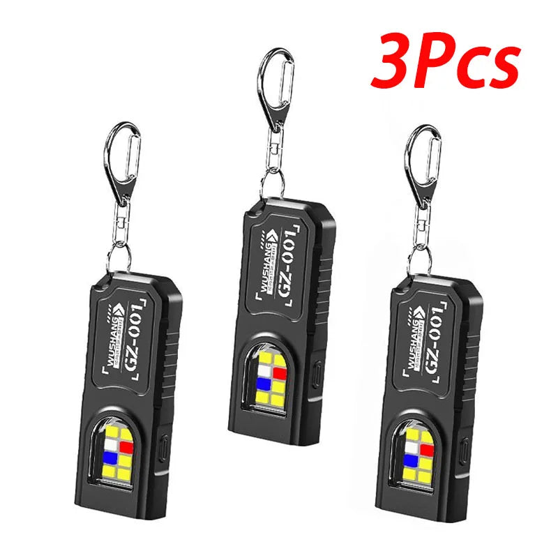 Mini COB LED Keychain Flashlight – USB-C Rechargeable, 5 Modes LED Keychain Flashlight Zpaxo 3PCS
