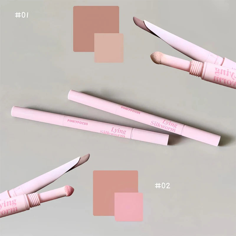 Meniscus Double-ended Silkworm Eyeliner Shadow Highlight Pen Waterproof Natural Brightening Aegyo Sal Pencil Contour Eye Makeup Zpaxo
