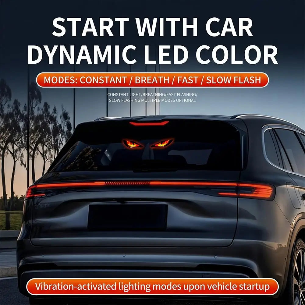 Universal Solar Powered Demon Eye Warning Light Dynamic Flashing Car Safety Signal Lamp Rear Windshield Decoration Light Zpaxo
