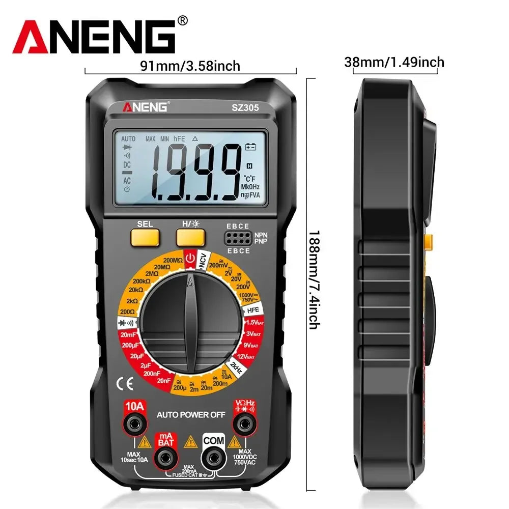 ANENG SZ305 Precision Tester NCV AC DC Digital Multimete True RMS