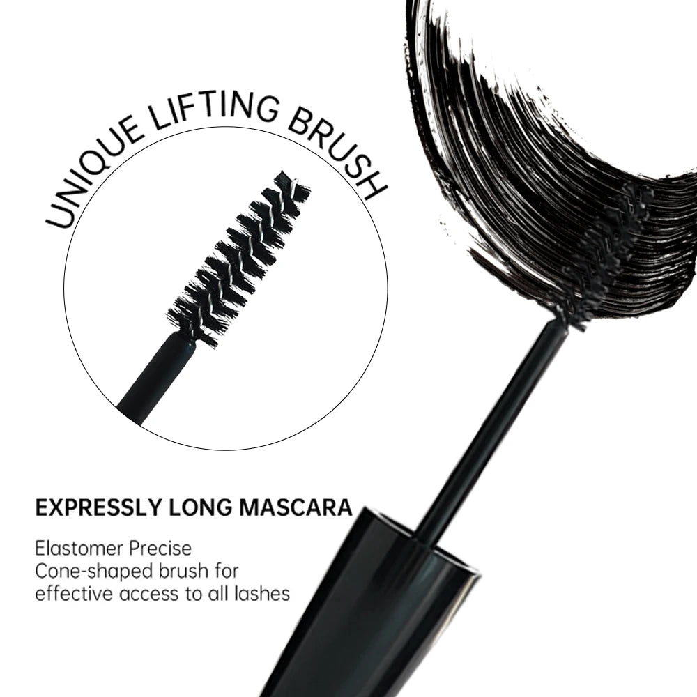 Black Mascara Thickening - Long-Lasting, Volumizing , Fiber Formula with 360° Spiral Brush Waterproof Liquid Fiber Mascara Zpaxo