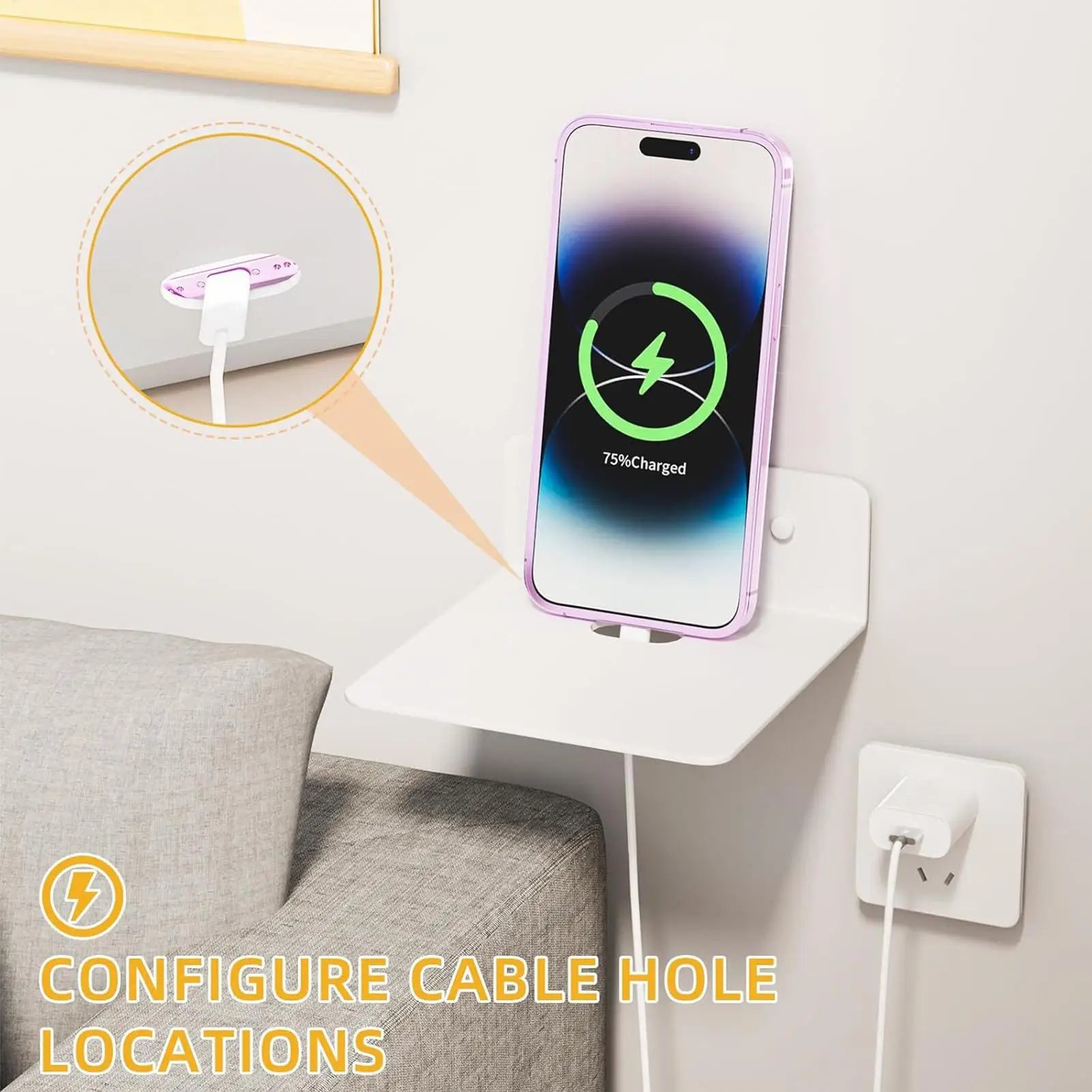 Adhesive Camera Wall Mount Floating Shelf Phone Speaker Router