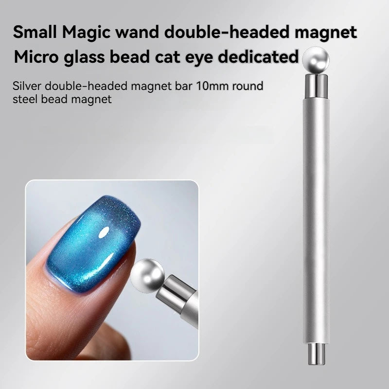 Cat Eye Magnetic Ball Nail Stick Tool Double-head Strong Magnet Pen Zpaxo silver