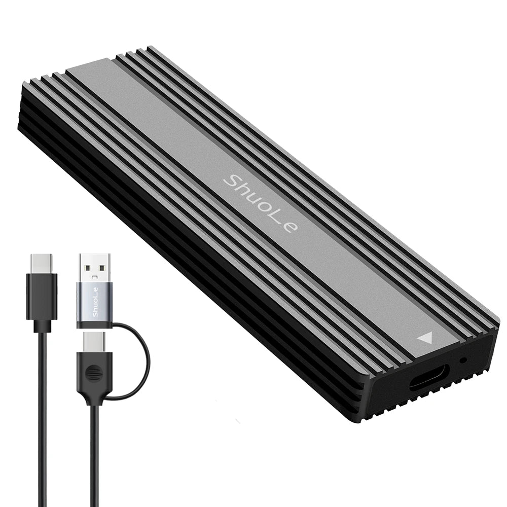 Hard Drive Enclosure M.2 NVMe Type-C All Aluminium Solid State Mobile Hard Drive Case High Speed 10Gbps Transport Zpaxo black