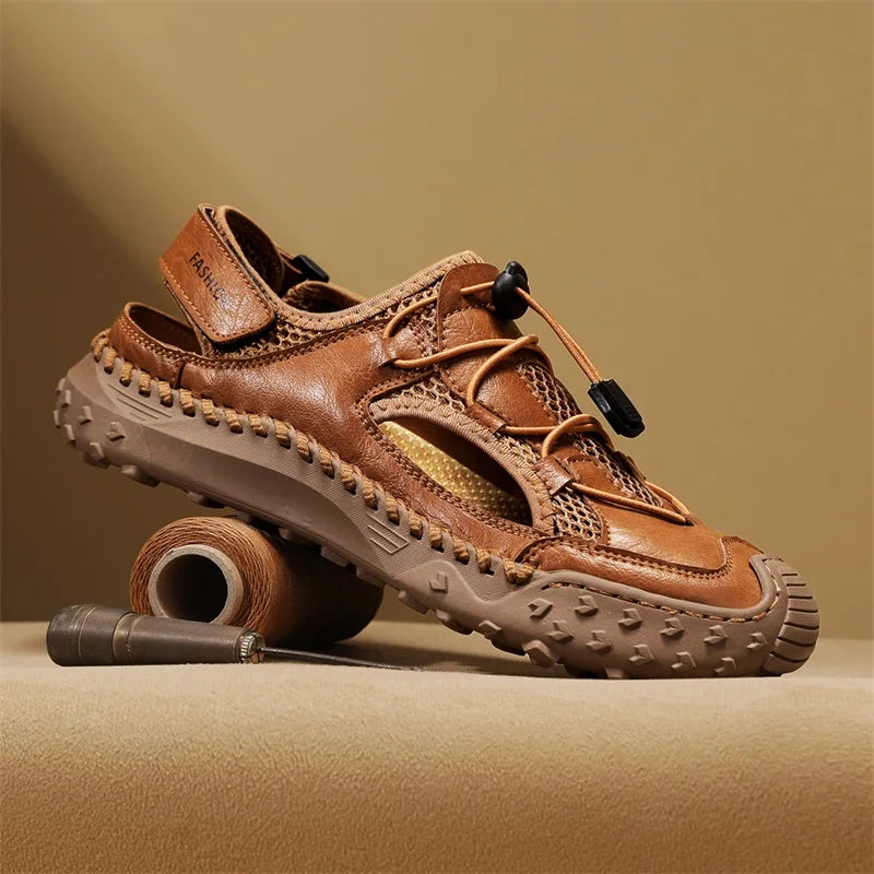 Summer Men Sandals Leather Mens Casual Shoes Outdoor Beach Roman Zpaxo