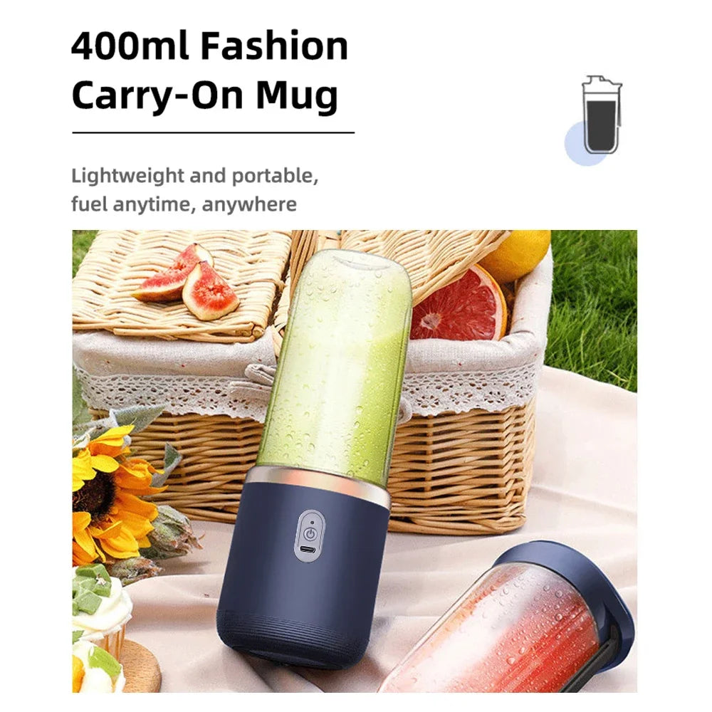 6 Blades Electric Juicer Cup 2 Cups For Travel Portable Juicer Mixer Usb Charge Fresh Fruit Juice Personal Blender Smoothie Zpaxo