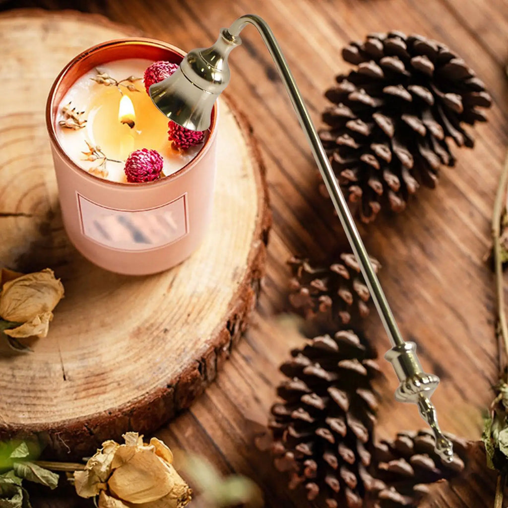 Metal Candle Snuffer – 9-Inch Decorative Wick Extinguisher Candle Snuffer Zpaxo Golden