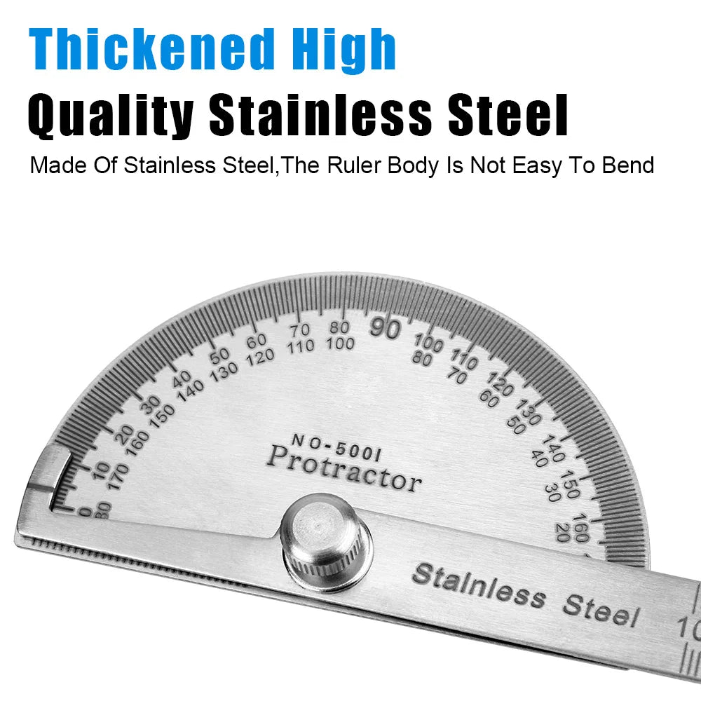 Metal Angle Finder 180 Degree Protractor Stainless Steel Woodworking