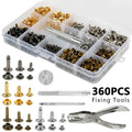 360PCS DIY Leather Craft Tool Suit Leather Rivets Double Cap Rivet With Punch Pliers For Belt Clothing Shoes Pet Collar Fixing Zpaxo 360PCS