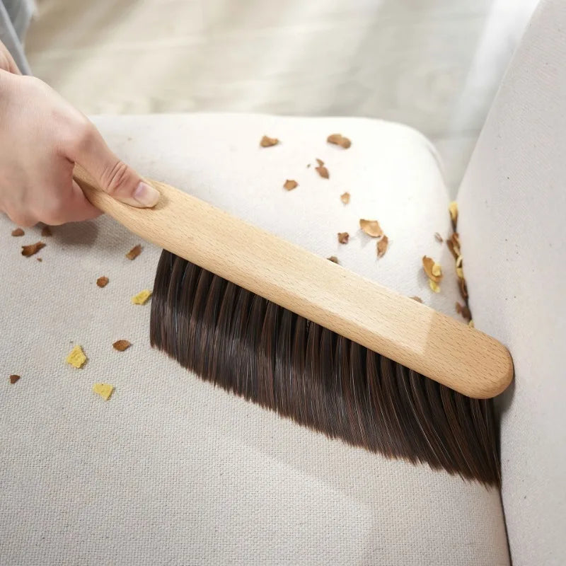 1pc Hand Broom Counter Duster Dusting Brush for Home Cleaning, Soft Dust Brush with Long Wooden Handle for Bed Sofa Furniture Zpaxo