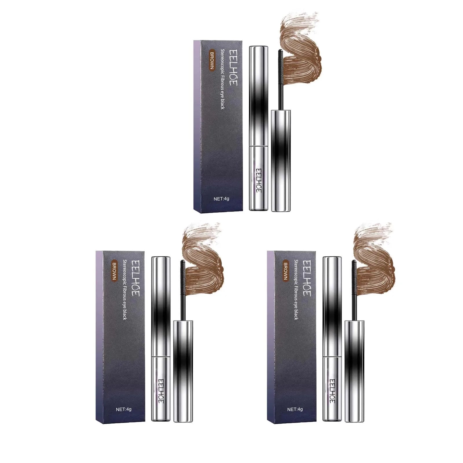 Eelhoe Waterproof Curling Mascara – Lengthening & Thickening Waterproof Mascara Zpaxo brown 3pcs