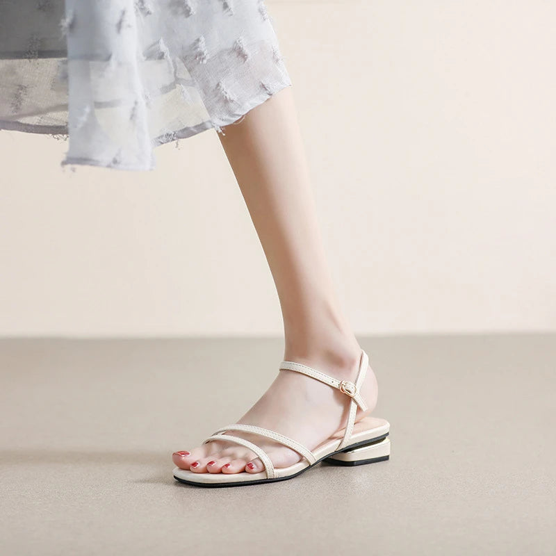 Women One Strap Sandals 2026 Korean Simple French Ankle Flat Slide Zpaxo