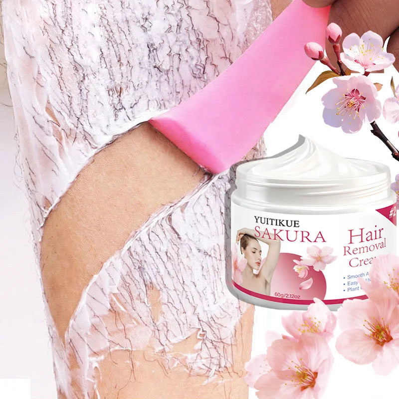 YUITIKUE Sakura Hair Removal Cream – Gentle Plant Formula 60g Hair Removal Cream Zpaxo
