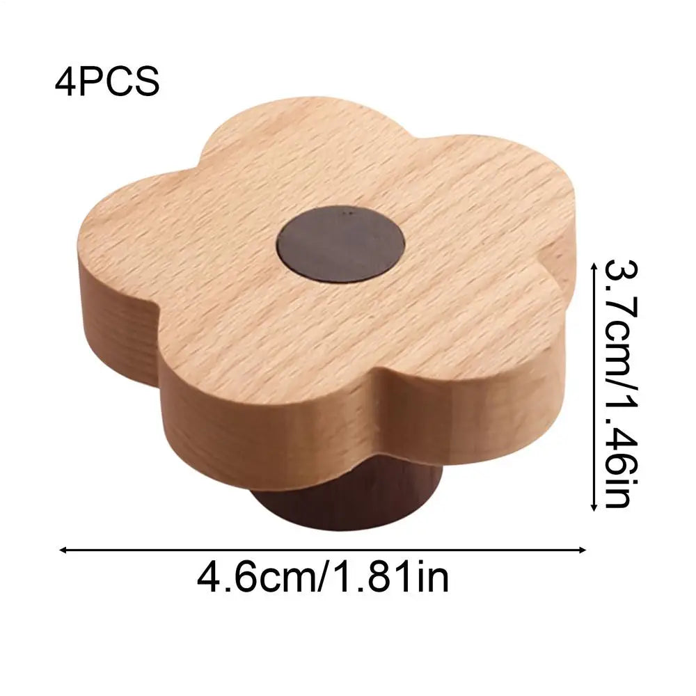 Flower Drawer Pulls 4 Wooden Home Decor Screws Cabinet Cupboard