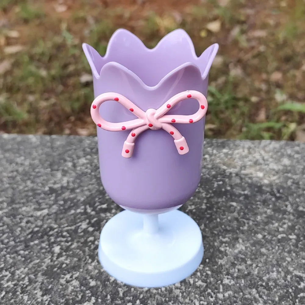 Tulip Pen Holder & Vase – Cute Floral Desk Organizer for Kids Decorative Pen Holder Zpaxo Purple