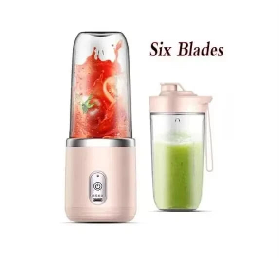 Handheld Usb Personal Mini Juicer Cup Portable Juicer Blender for Travel Water Bottles with Single or Double Cups Zpaxo 2cups-Pink