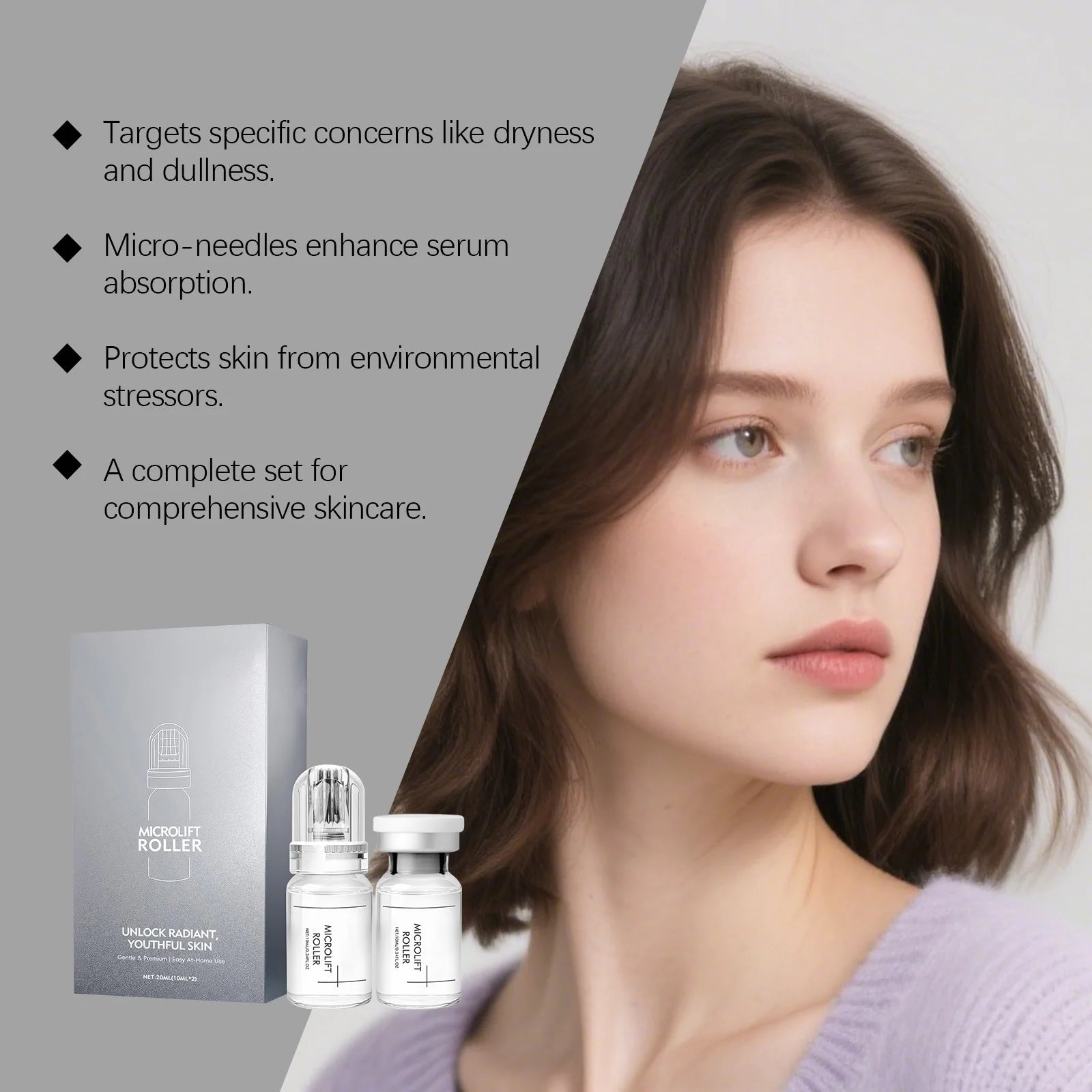 0.25mm Microneedle Brightening Serum Facial Serum Moisturizing and Repairing Deep Hydration Lock Stabilizing and Restore Gentle Zpaxo