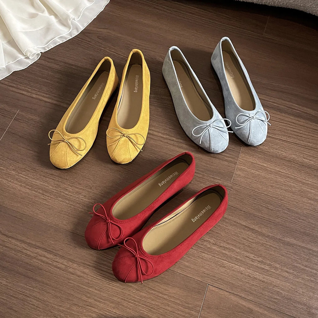 Flat Shoes for Women Spring and Autumn 2025 New Round Toe Ballet Shoes for Women Bow Shallow Mouth Plus Size Women's Shoes Zpaxo