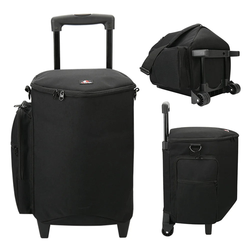 Rolling Speaker Bag Wheels Travel Retractable Handle Multi-pocket