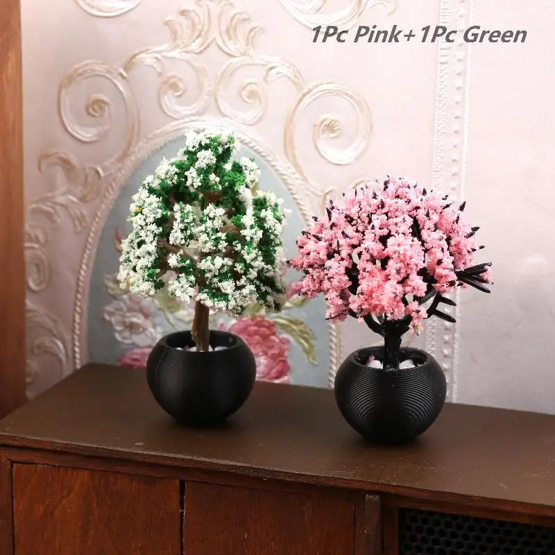 ▶2Pcs 1/12 Dollhouse Simulation Flower Pot Model Doll Home Miniature Potted Plants Garden Ornament Micro Scene Decor Zpaxo A3