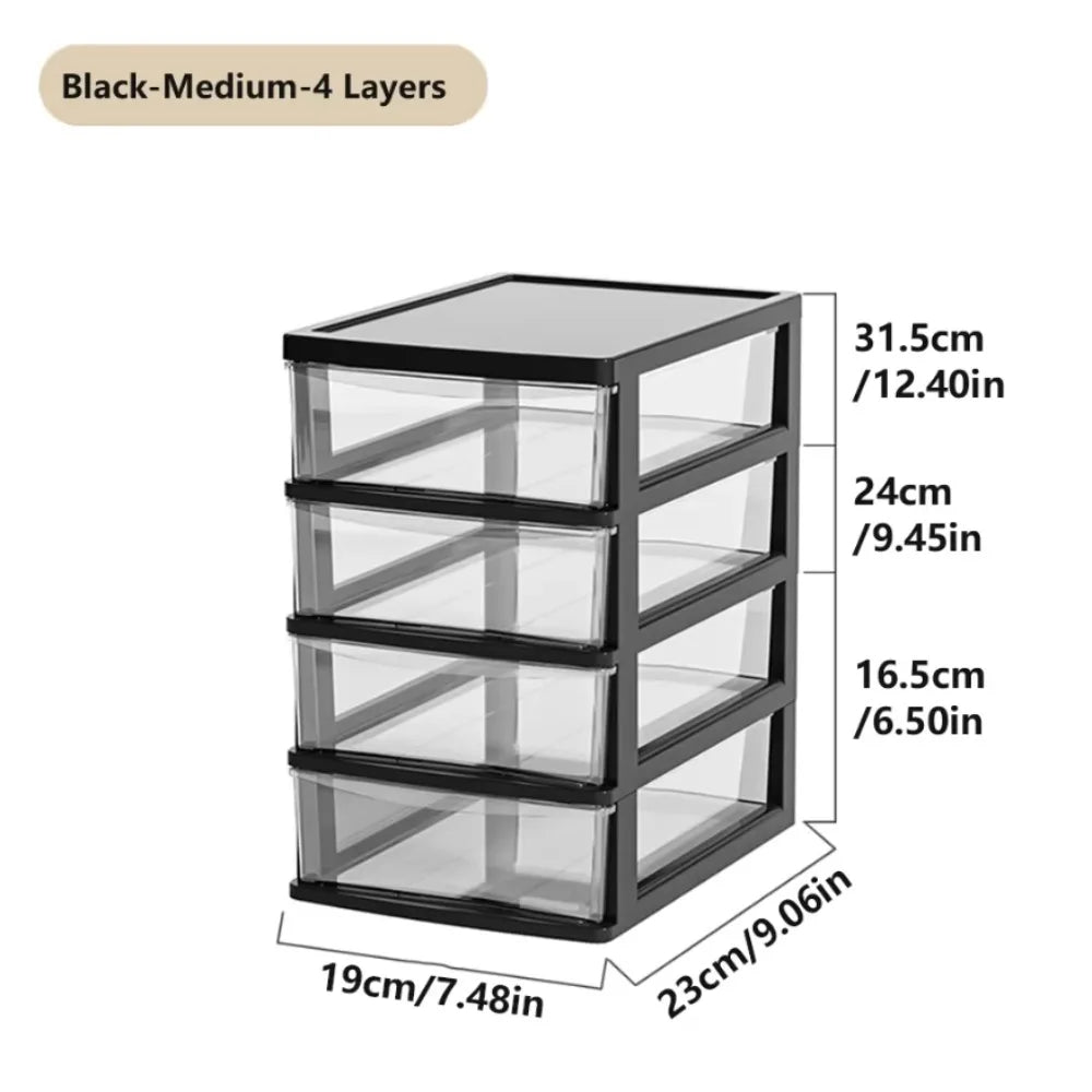 4 Layer Transparent Desktop Storage Box Suitable Organizing Office