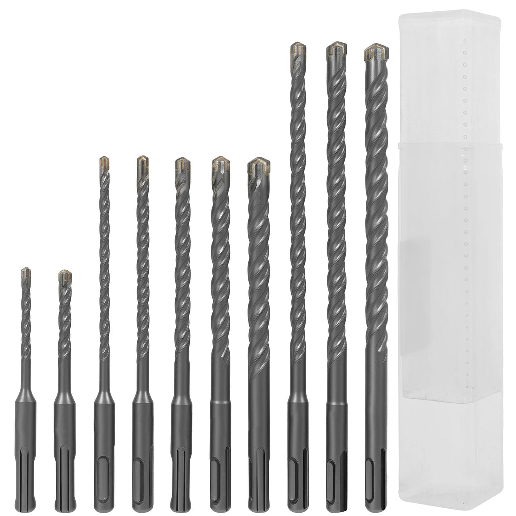 10Pcs SDS Plus Hammer Impact Drill Bit Set 5mm to 12mm Carbide Rotary Hammer Drill Bits Easy to Use for Stone Concrete Granite Zpaxo