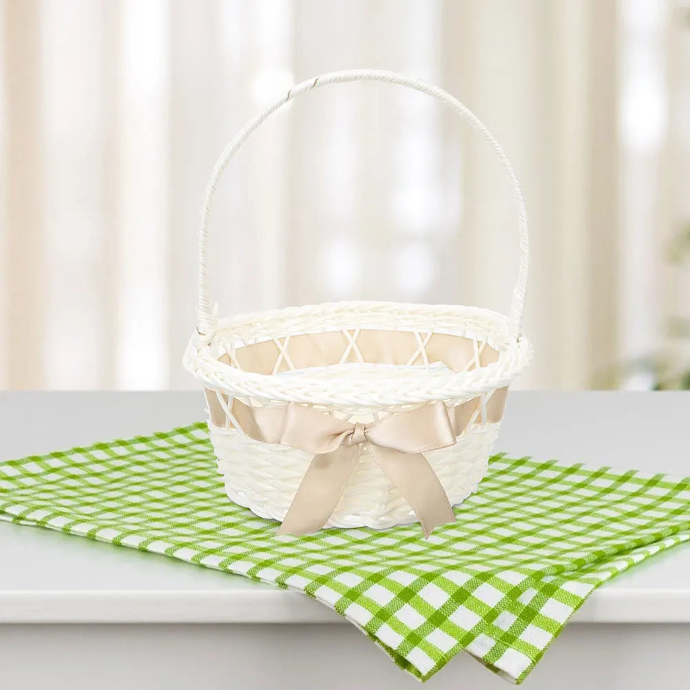 Easter Rattan Storage Basket Woven Flower Girl Hand Handmade Home