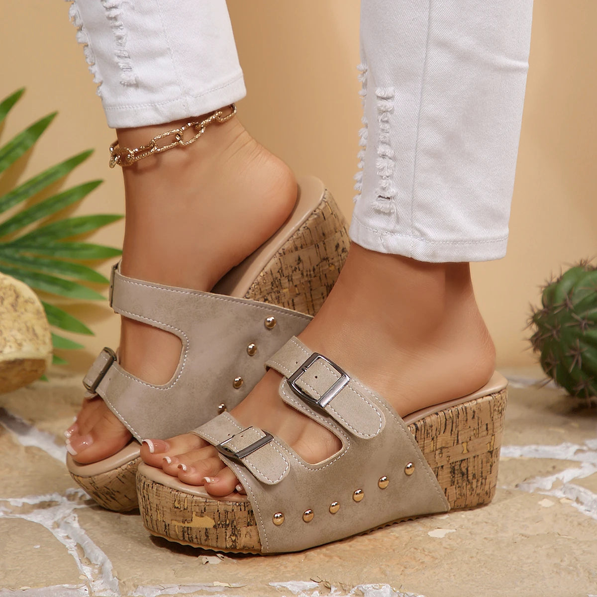 Women Sandals Fashionable Wedge Lightweight Comfy Summer Shoes