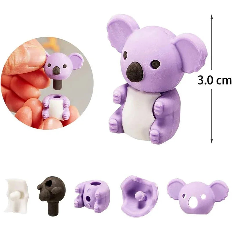 Animal Puzzle Pencil Erasers 12 Take Apart Desk Pets Toys Perfect