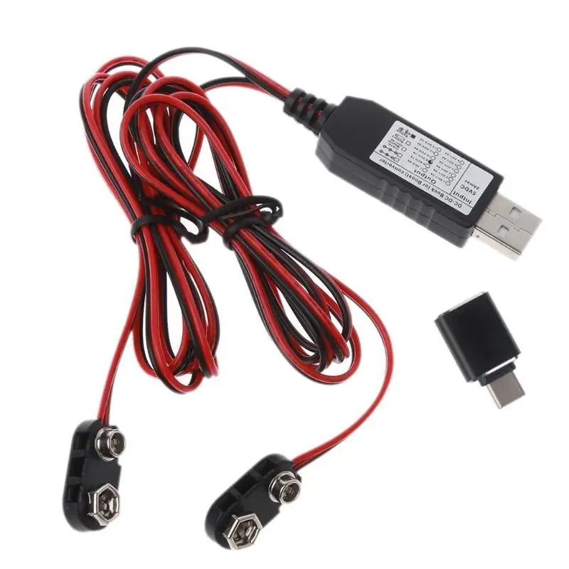 1 C USB 9V Power Cable Dual 6F22 Battery Supply LED Radio Zpaxo 2m China Mainland