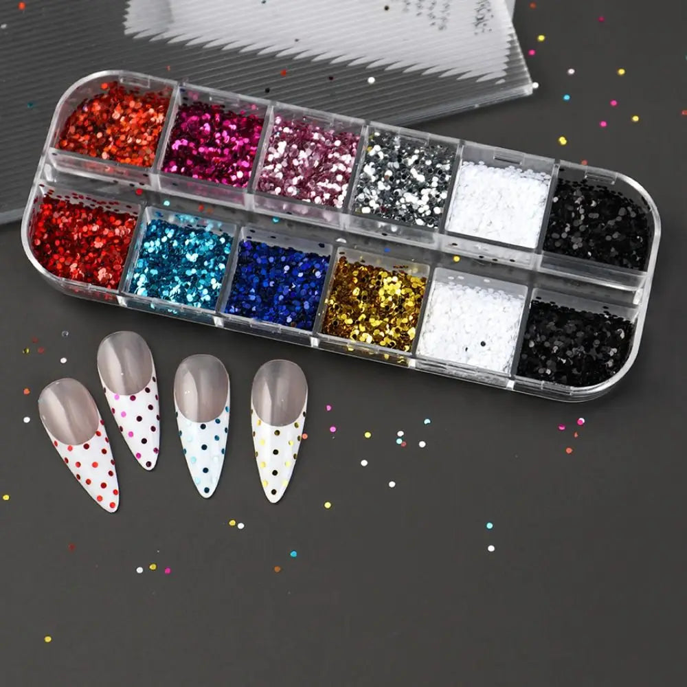 Y2K Cute Nail Sequins Kawaii Mini Flakes Black White Silver Golden Zpaxo